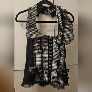 Tripp NYC Black Gingham Halter Top - XL NWT
